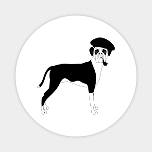 Boxer Dog Smoking Pipe with Beret Magnet